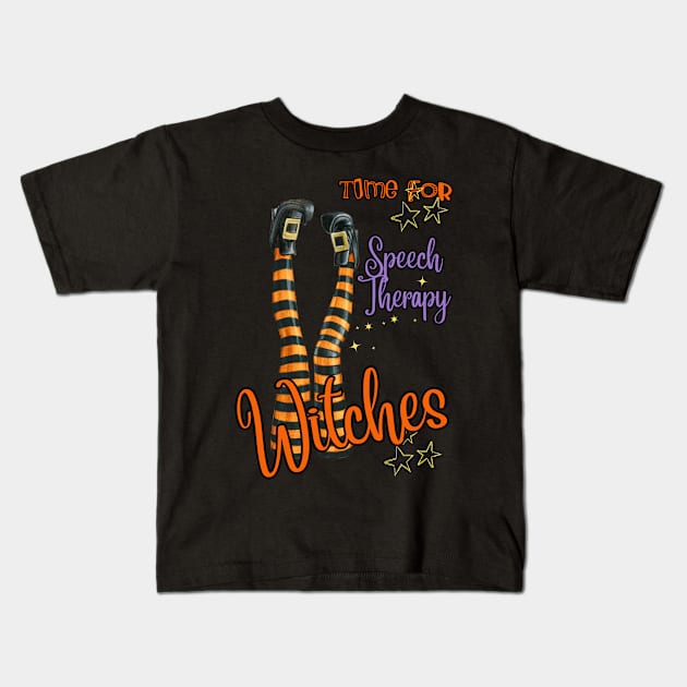 Time for Speech Therapy Witches Kids T-Shirt by Daisy Blue Designs
